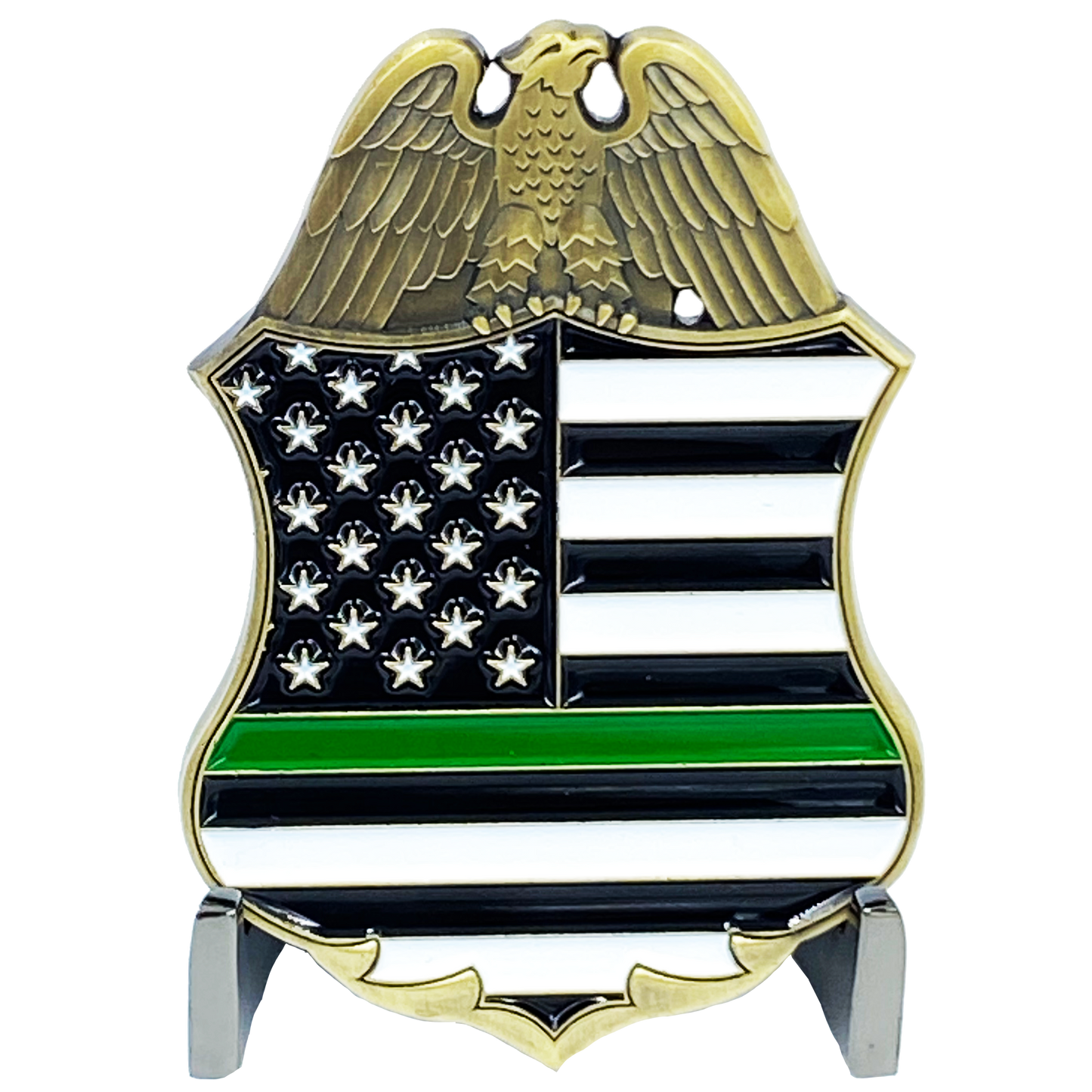 DL7-17 Captain Super Hero inspired Thin Green Line American Flag Challenge Coin CBP Border Patrol Shield