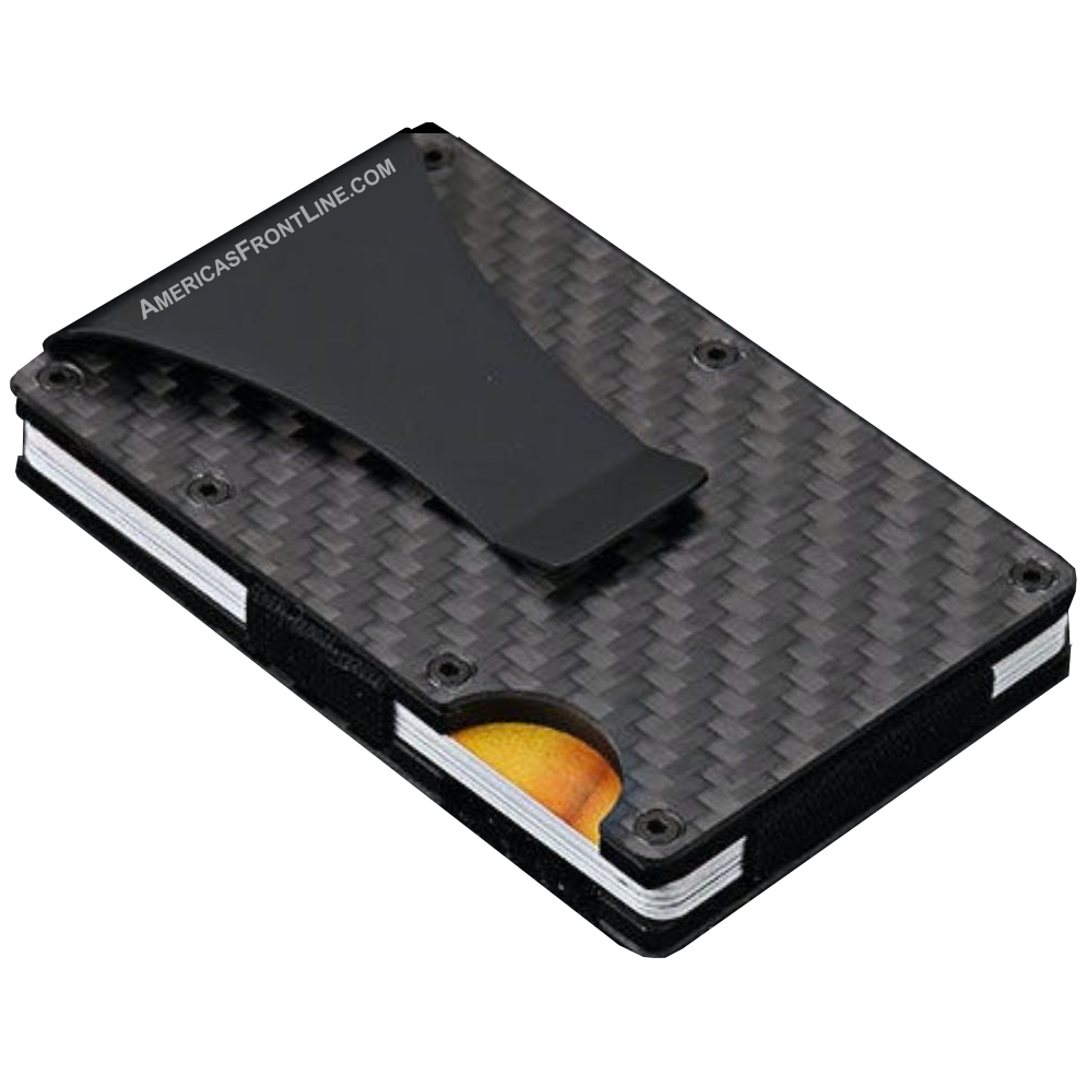 Black Carbon Fiber Wallet Money Clip RFID Blocking Front Pocket Wallet Premium Minimalist Wallets for Men Minimalist Slim Credit Card Holder Business Card Holder Mens Aluminum Metal Wallet