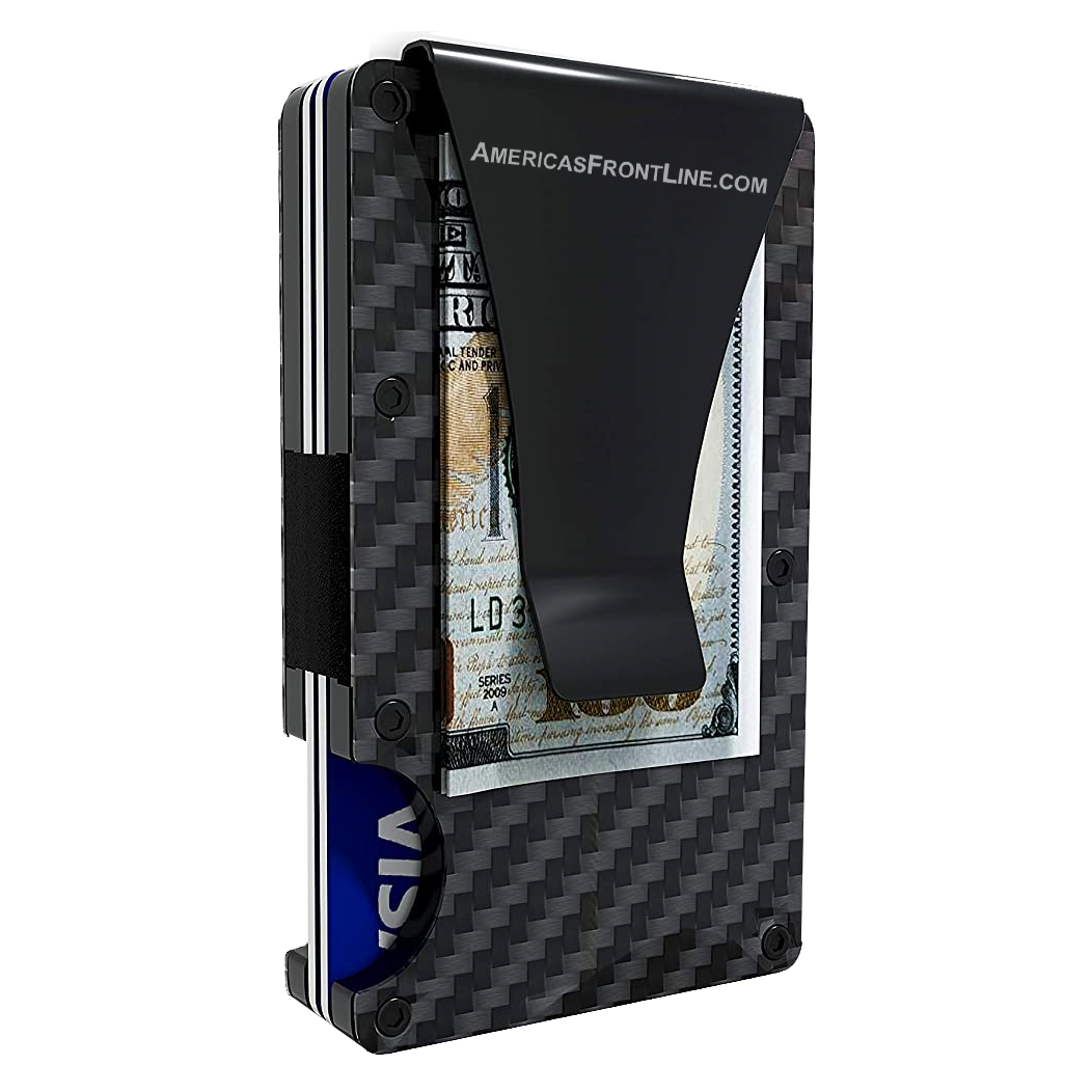 Black Carbon Fiber Wallet Money Clip RFID Blocking Front Pocket Wallet Premium Minimalist Wallets for Men Minimalist Slim Credit Card Holder Business Card Holder Mens Aluminum Metal Wallet