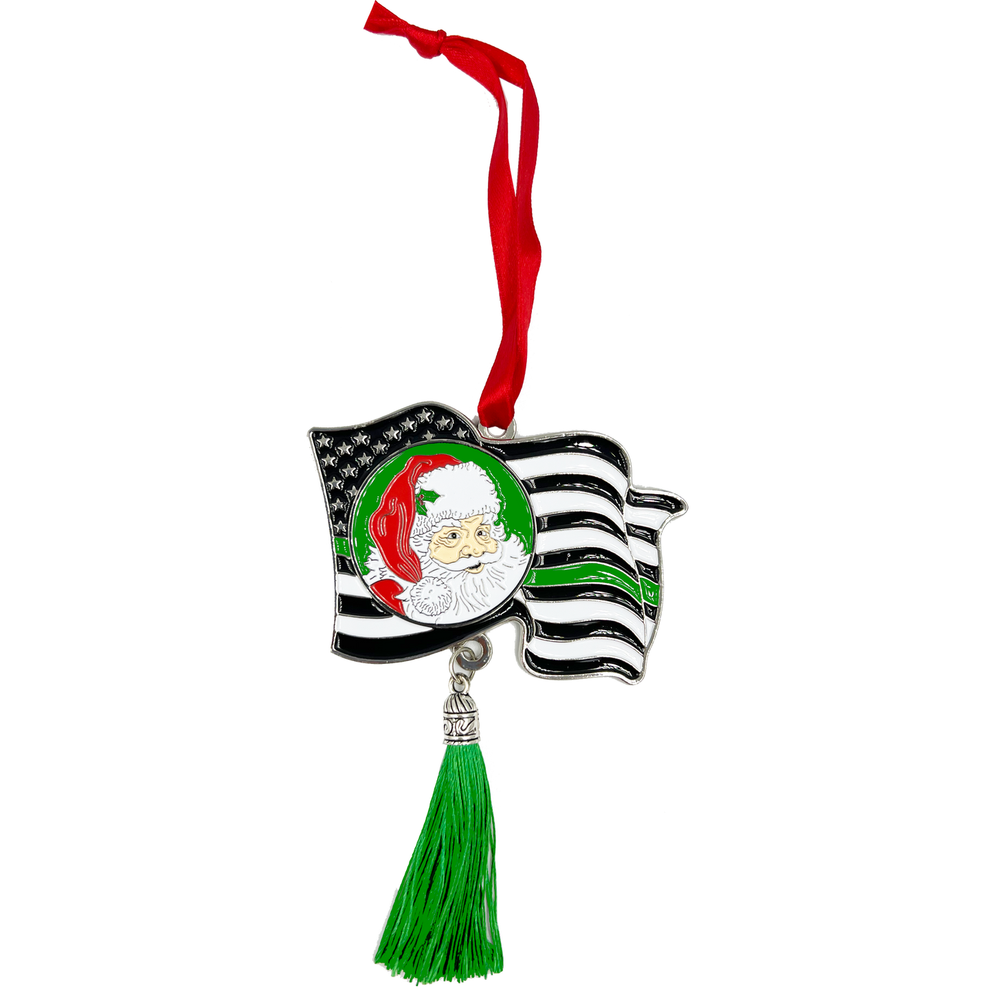 GL2-020 Thin Green Line Flag Merry Christmas Ornament Border Patrol Marines Army Military Deputy Sheriff