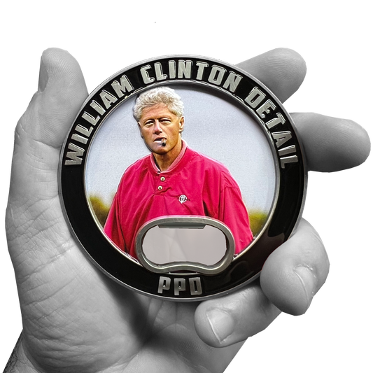 EL12-014 Bill Clinton not so Secret Service Cigar Presidential Protective Detail Challenge Coin