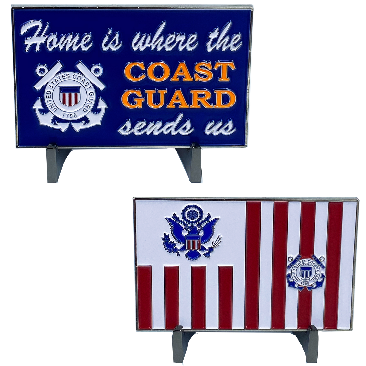DL5-16 HOME IS WHERE THE COAST GUARD SENDS US challenge coin sign Coastie Flag
