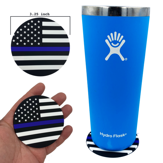 discontinued DL4-01 Thin Blue Line Police American Flag Silicone Coaster for drinks