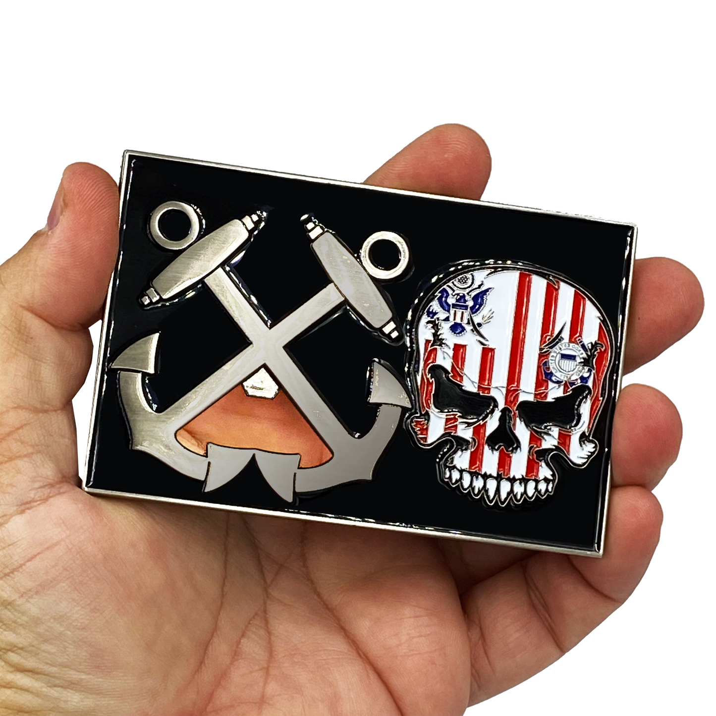G-020 Huge 4 inch Coast Guard Flag Bottle Opener Challenge Coin Coastie Boatswain's Mate Anchor