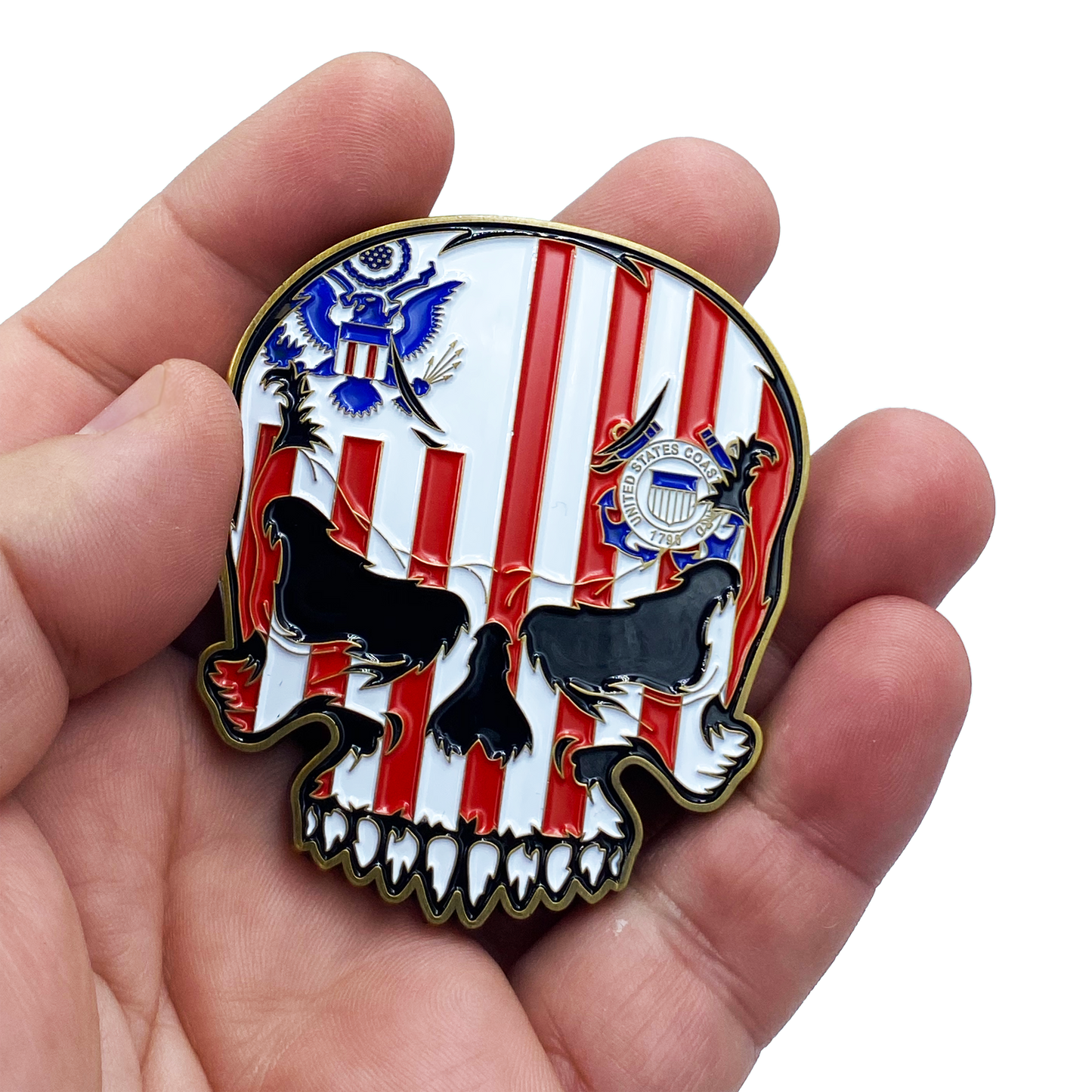 EL3-015 US Coast Guard Flag MH-65 Helicopter Coastie Skull CGAS AirSta Wings Challenge Coin USCG Air Station USCG Air Branch