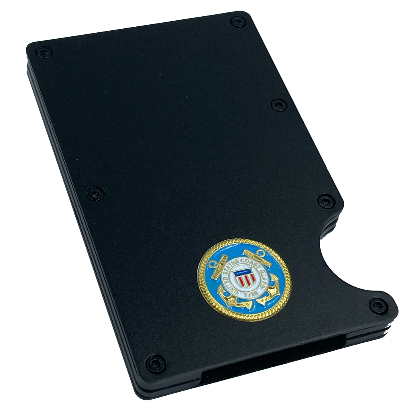 discontinued EL3-010 US Coast Guard Wallet USCG Coastie Money Clip RFID Blocking Front Pocket Wallet Premium Minimalist Wallets for Men Minimalist Slim Credit Card Holder Business Card Holder Mens Aluminum Metal Wallet Semper Paratus