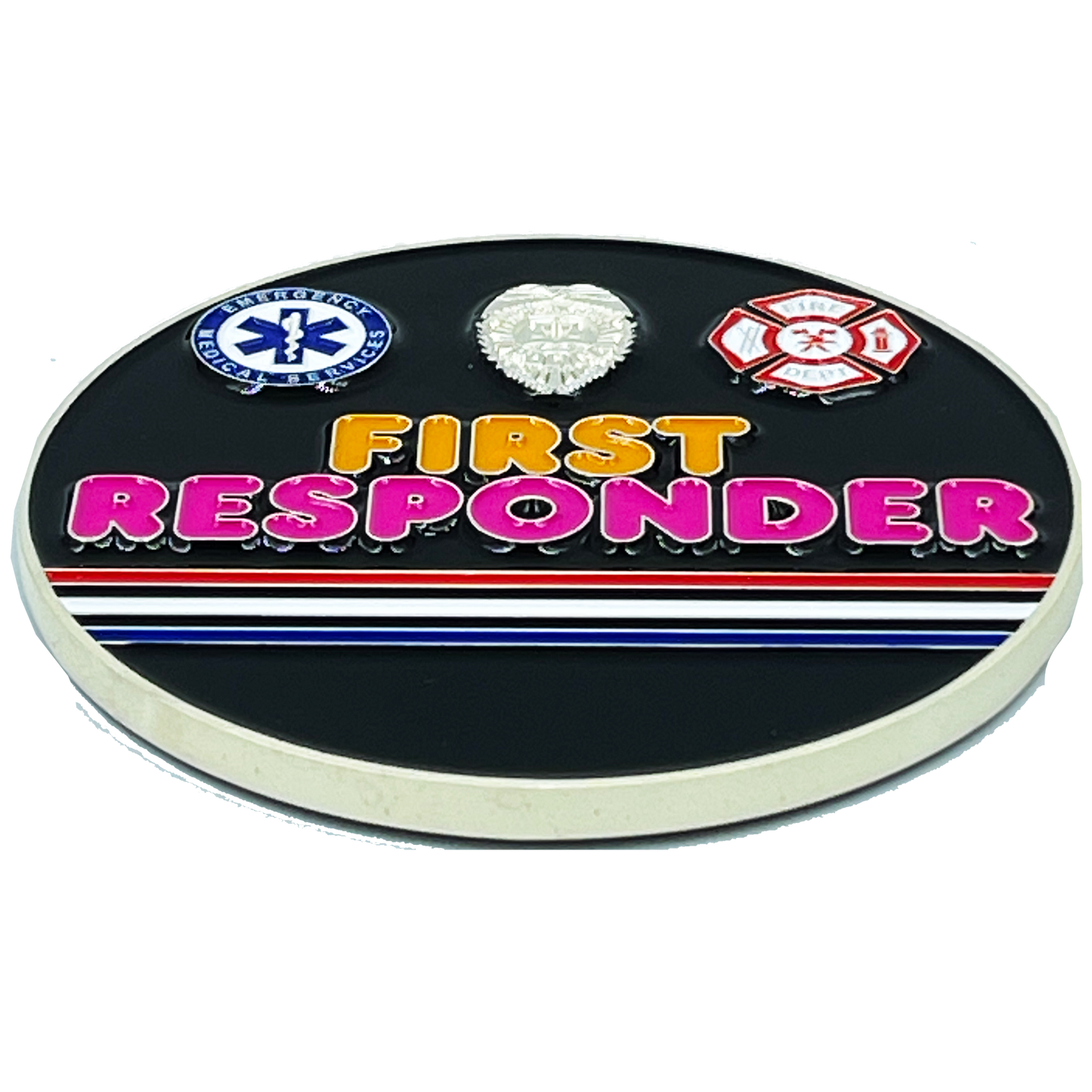 BL8-009 Send Coffee Donuts Police First Responders Dunkin inspired challenge coin Paramedic Firefighter Cops