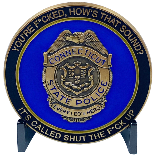 CL6-15 CSP Version 1 Challenge Coin inspired by Connecticut State Police CT Trooper Matthew Spina