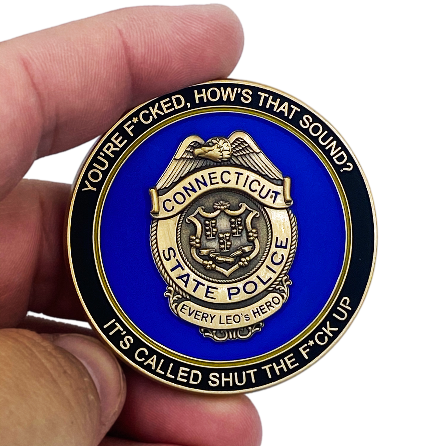 CL6-15 CSP Version 1 Challenge Coin inspired by Connecticut State Police CT Trooper Matthew Spina