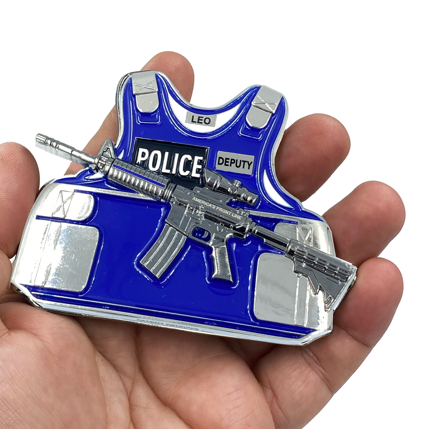 EL5-010 Sheriff Deputy M4 Body Armor 3D self standing Police Department Challenge Coin thin blue line