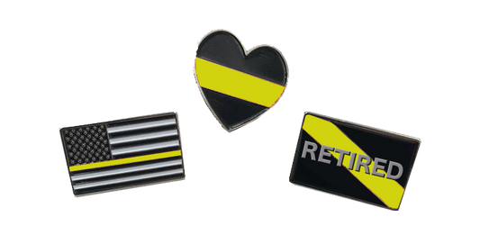 CL5-011 Dispatcher Pin Set: 3 Emergency Pins 911 Emergency Dispatcher thin yellow gold line