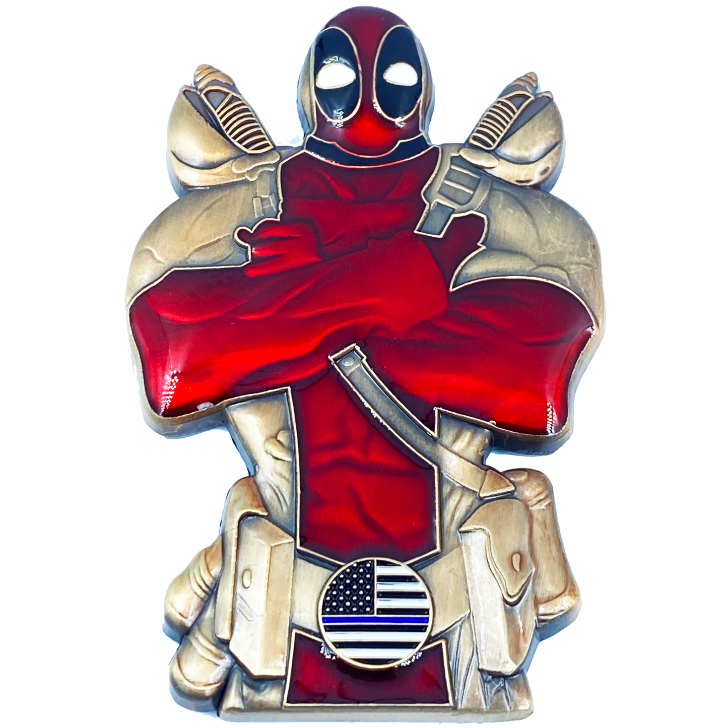 DL7-12 for Deadpool inspired thin blue line American Flag Police Challenge Coin