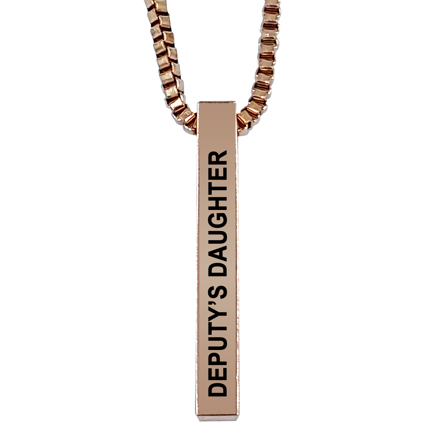 Deputy's Daughter Rose Gold Plated Pillar Bar Pendant Necklace Gift Mother's Day Christmas Holiday Anniversary Police Sheriff Officer First Responder Law Enforcement