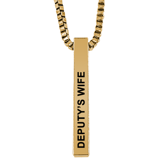 Deputy's Wife Gold Plated Pillar Bar Pendant Necklace Gift Mother's Day Christmas Holiday Anniversary Police Sheriff Officer First Responder Law Enforcement