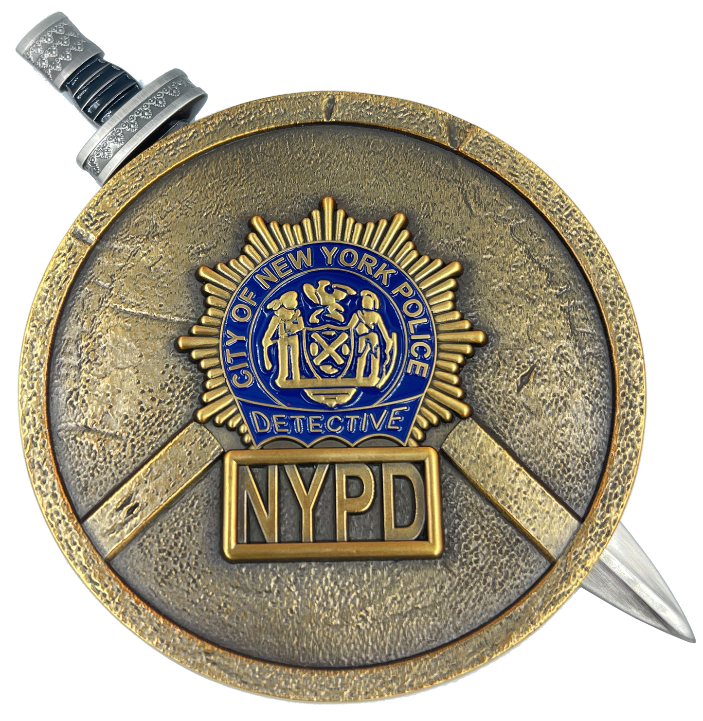 BL4-008 NYPD New York City Police Department Detective Shield with removable Sword Challenge Coin Set