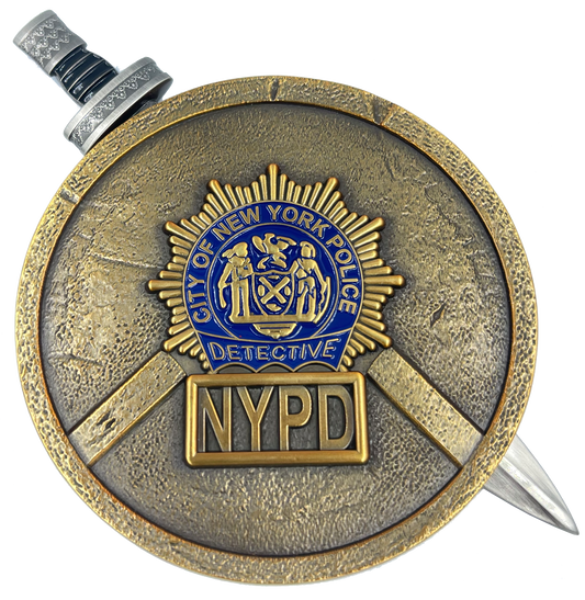 BL4-008 NYPD New York City Police Department Detective Shield with removable Sword Challenge Coin Set