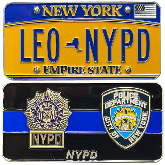 BL13-009 NYPD New York License Plate Thin Blue Line Police Detective Challenge Coin