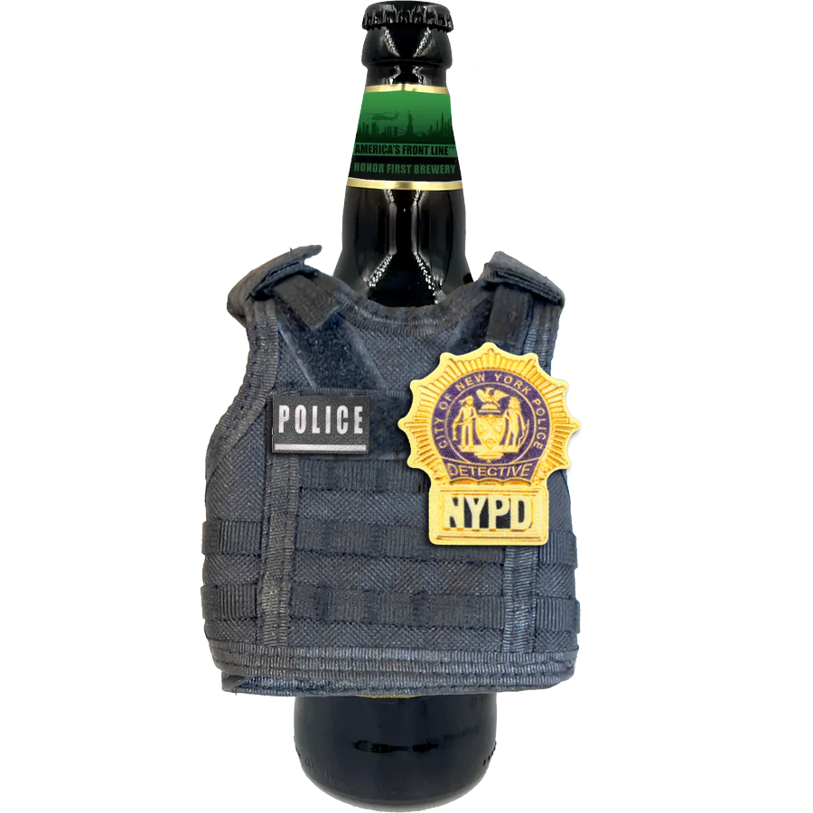 NYPD New York City Police Detective Tactical Beverage Bottle Can Cooler Vest with removable patches perfect gift for Challenge Coin collectors