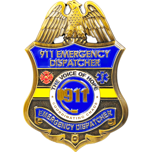 CL10-04 911 Emergency Dispatcher Fire Police EMT thin gold line Pin not a Challenge Coin