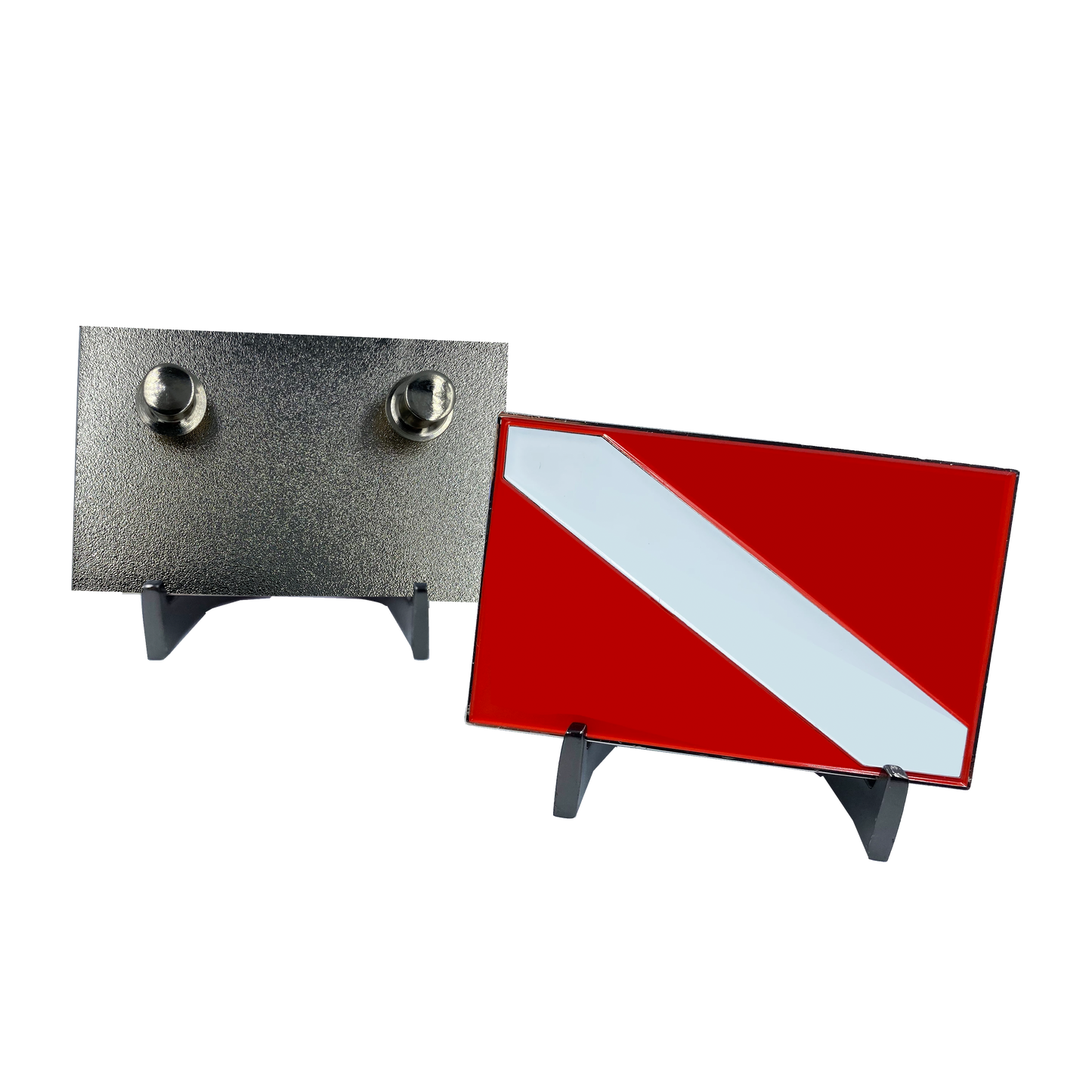DD-009 Dive Flag Scuba pin with dual pin posts and deluxe pin backs diver