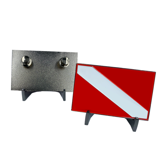 DD-009 Dive Flag Scuba pin with dual pin posts and deluxe pin backs diver