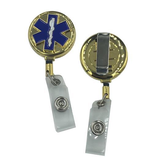 CL8-05 EMT EMS Paramedic Ambulance RETRACTABLE metal ID reel Medic Star of Life