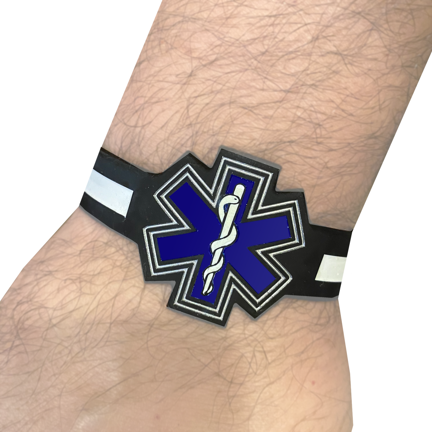 EMT EMS Paramedic Star of Life Silicon Bracelet (glow in the dark thin white line)