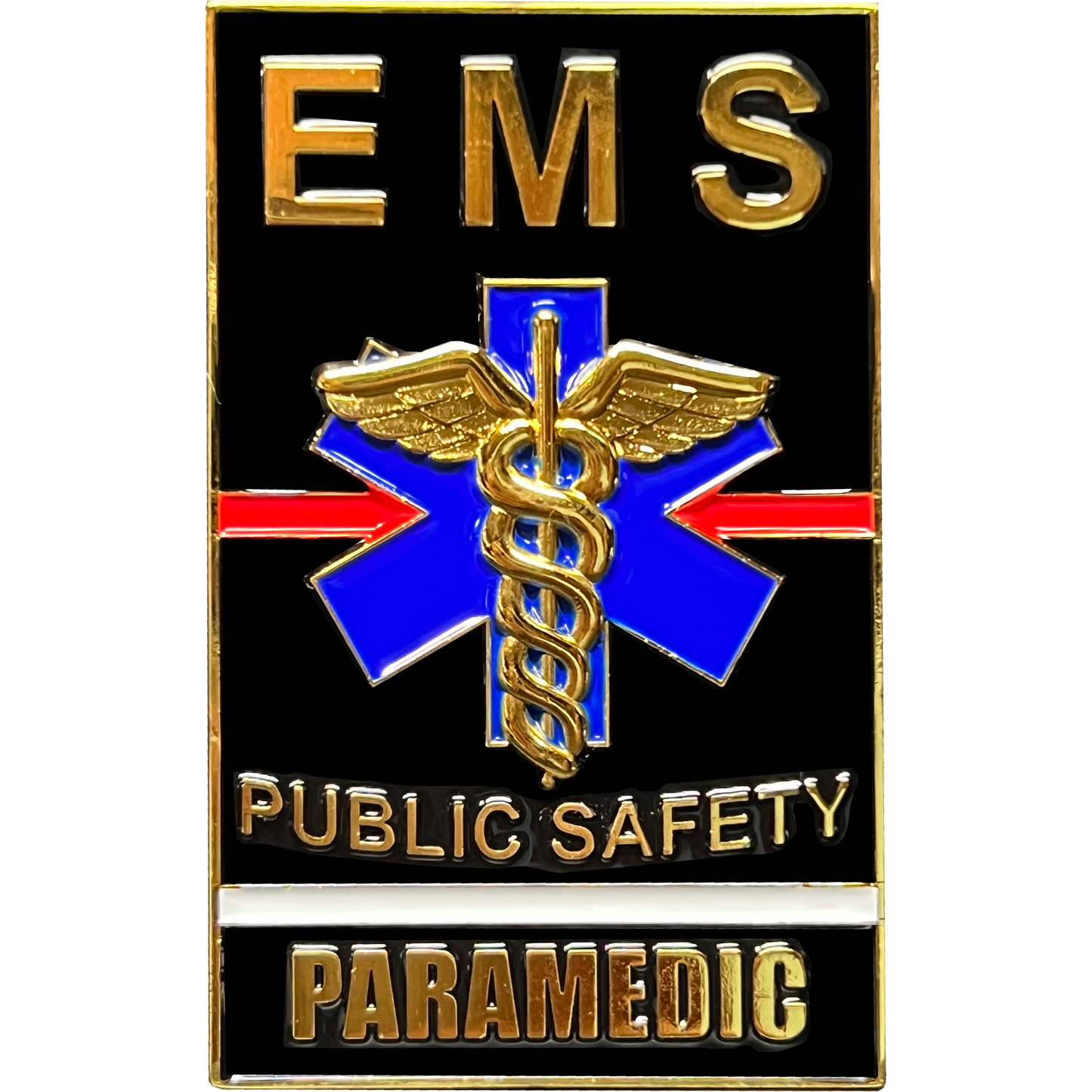 GL13-001 EMS Paramedic Challenge Coin thin white line american flag EMT red line fire department