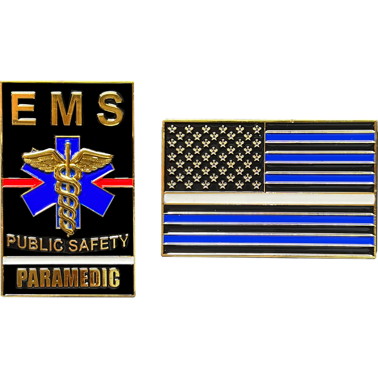GL13-001 EMS Paramedic Challenge Coin thin white line american flag EMT red line fire department
