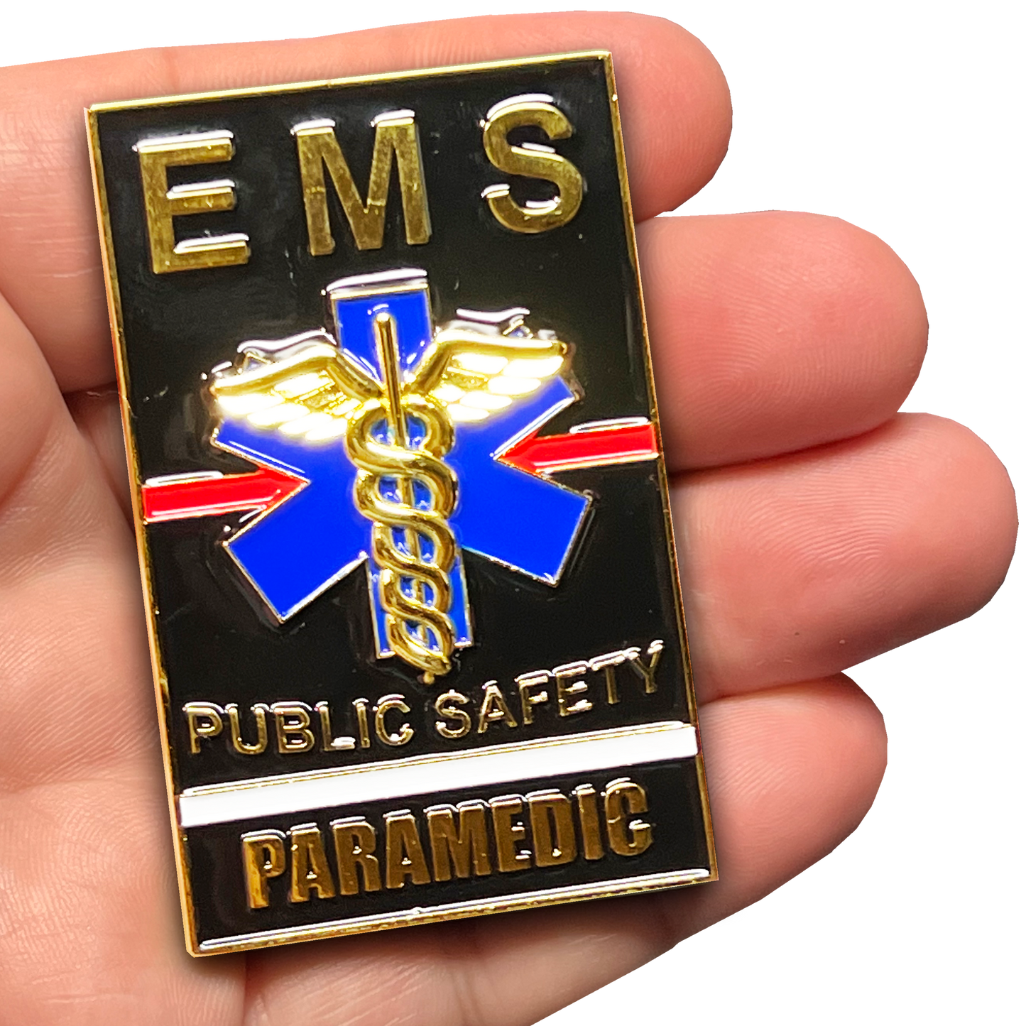 GL13-001 EMS Paramedic Challenge Coin thin white line american flag EMT red line fire department