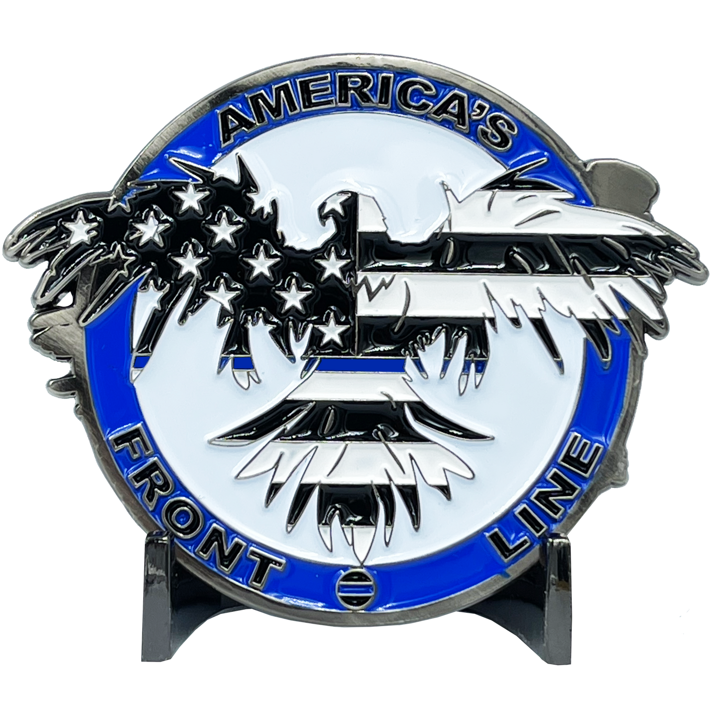 BL5-015 Thin Blue Line Flag and Eagle Police Challenge Coin NYPD CHP LAPD Chicago NOPD Police Officer CBP