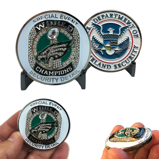 BL7-014 Philadephia Police Ring with Crystal stones Challenge Coin Security detail CBP AMO OFO