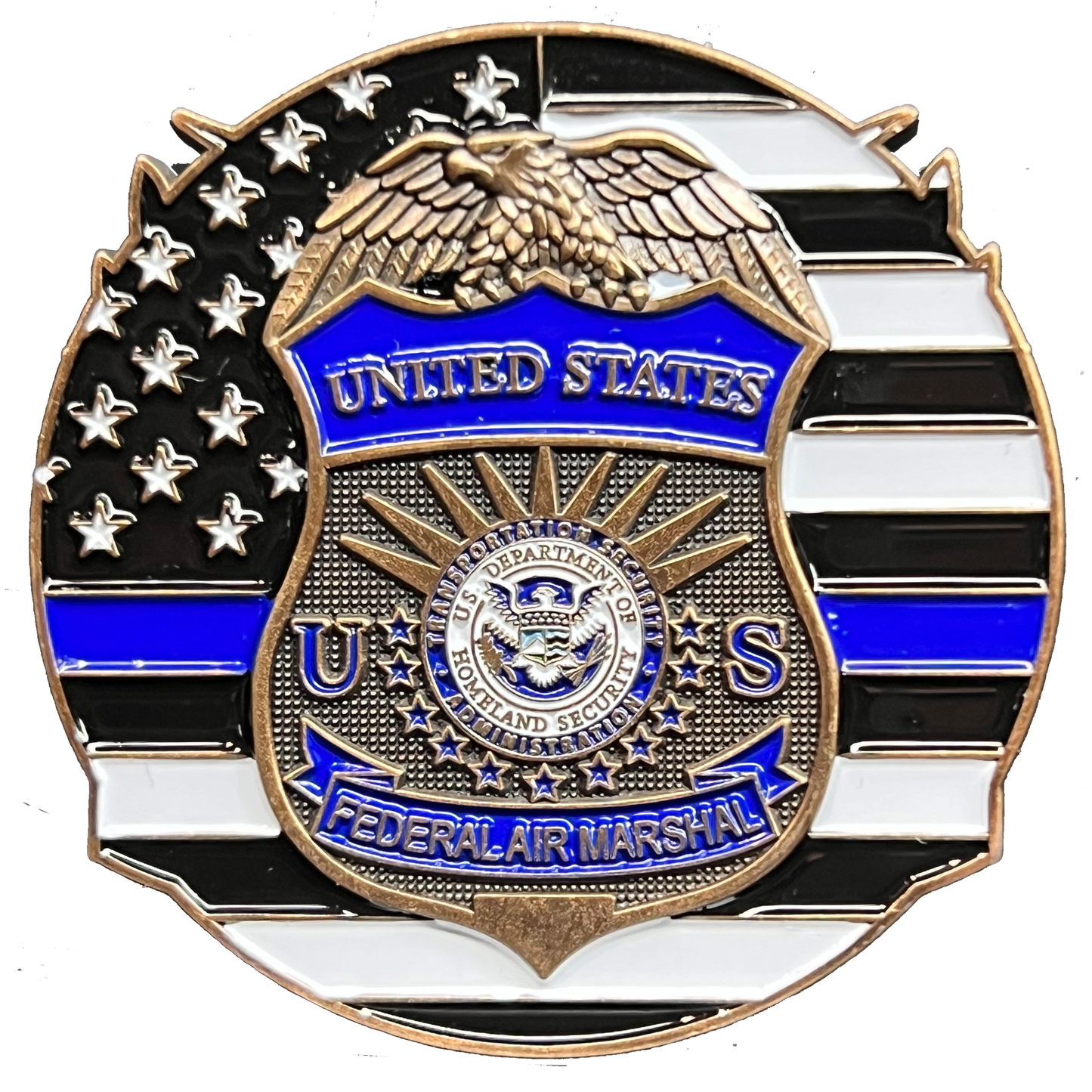 GL13-004 FAM Federal Air Marshal Thin Blue Line Negotiator Challenge Coin