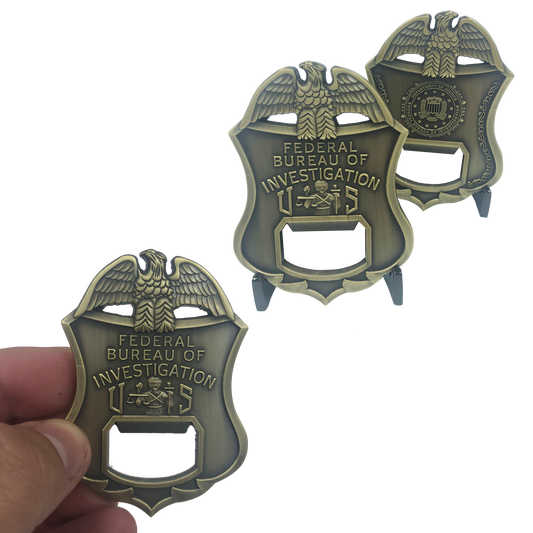 JJ-006 FBI Special Agent Analyst Challenge Coin Bottle Opener