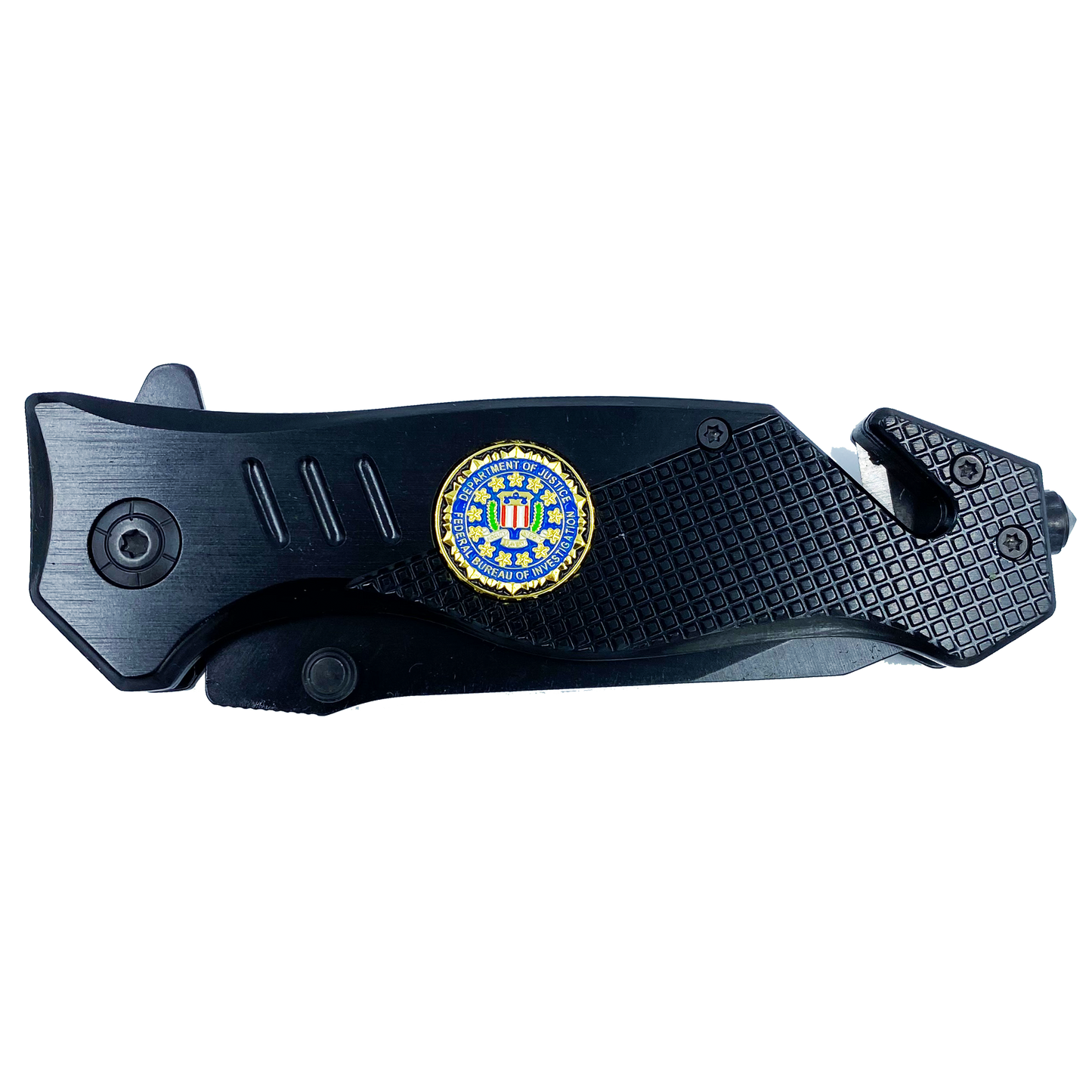 FBI collectible 3-in-1 Police Tactical Rescue tool for Law Enforcement First Responders with Seatbelt Cutter, Steel Serrated Blade, Glass Breaker