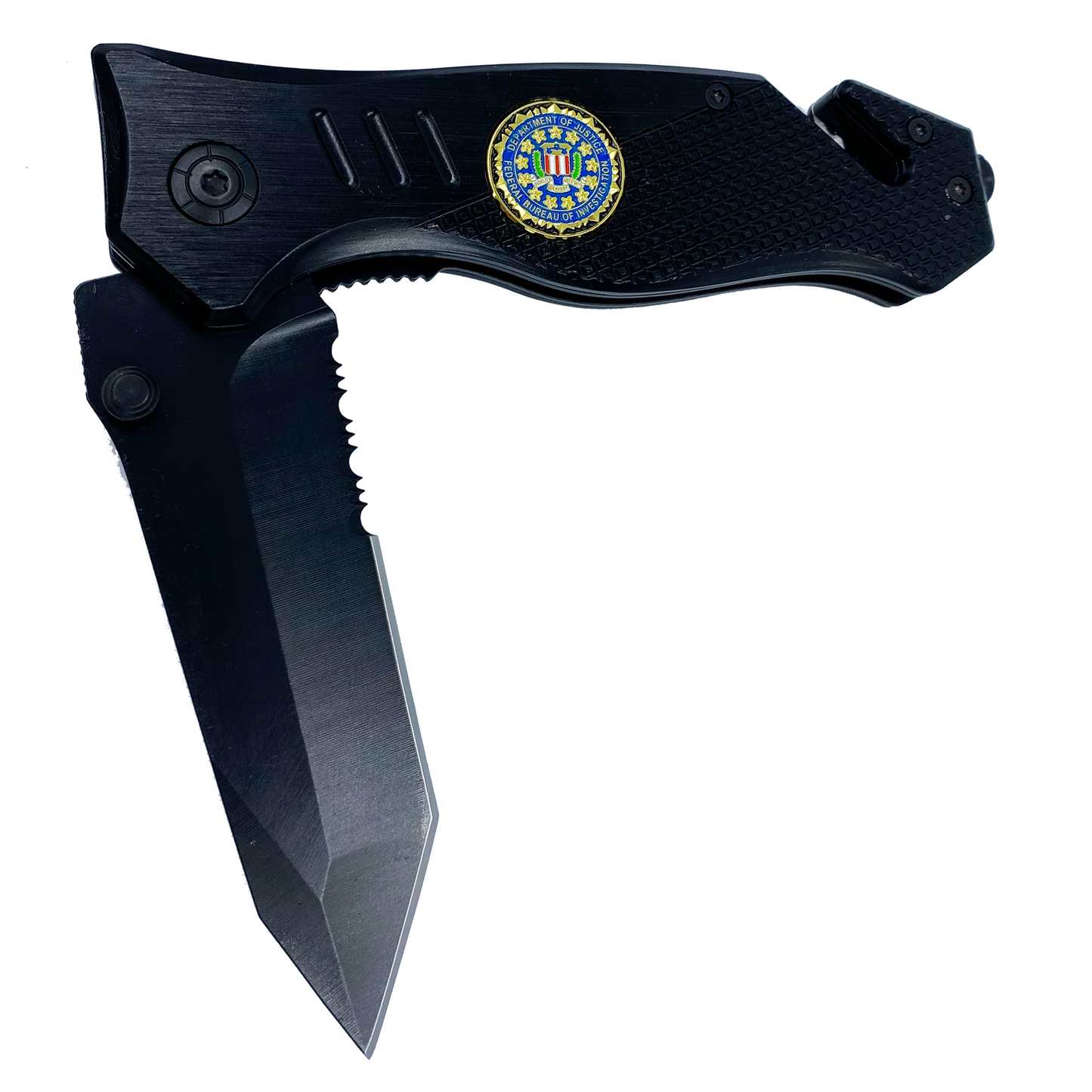 FBI collectible 3-in-1 Police Tactical Rescue tool for Law Enforcement First Responders with Seatbelt Cutter, Steel Serrated Blade, Glass Breaker