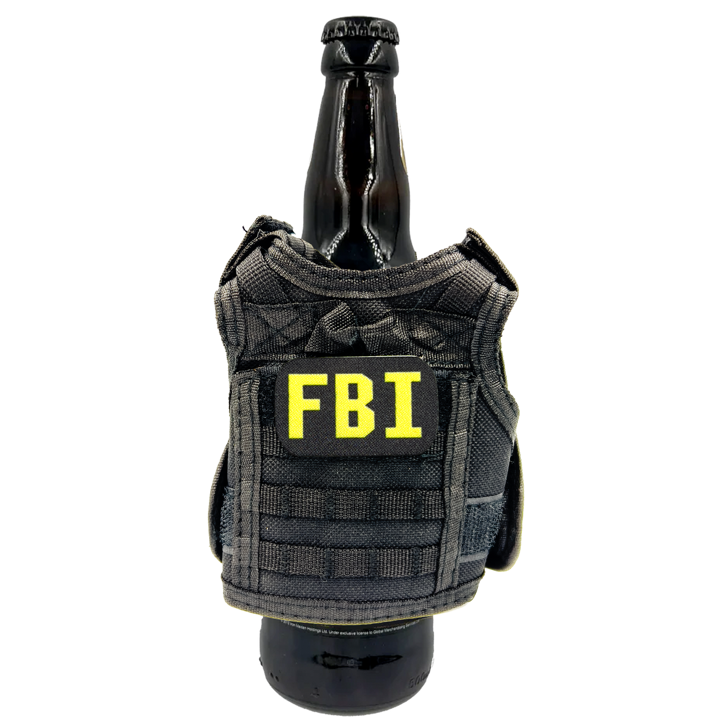 BL1-014 FBI SPECIAL AGENT Tactical Beverage Bottle or Can Cooler Vest with removable patches perfect gift for Challenge Coin collectors