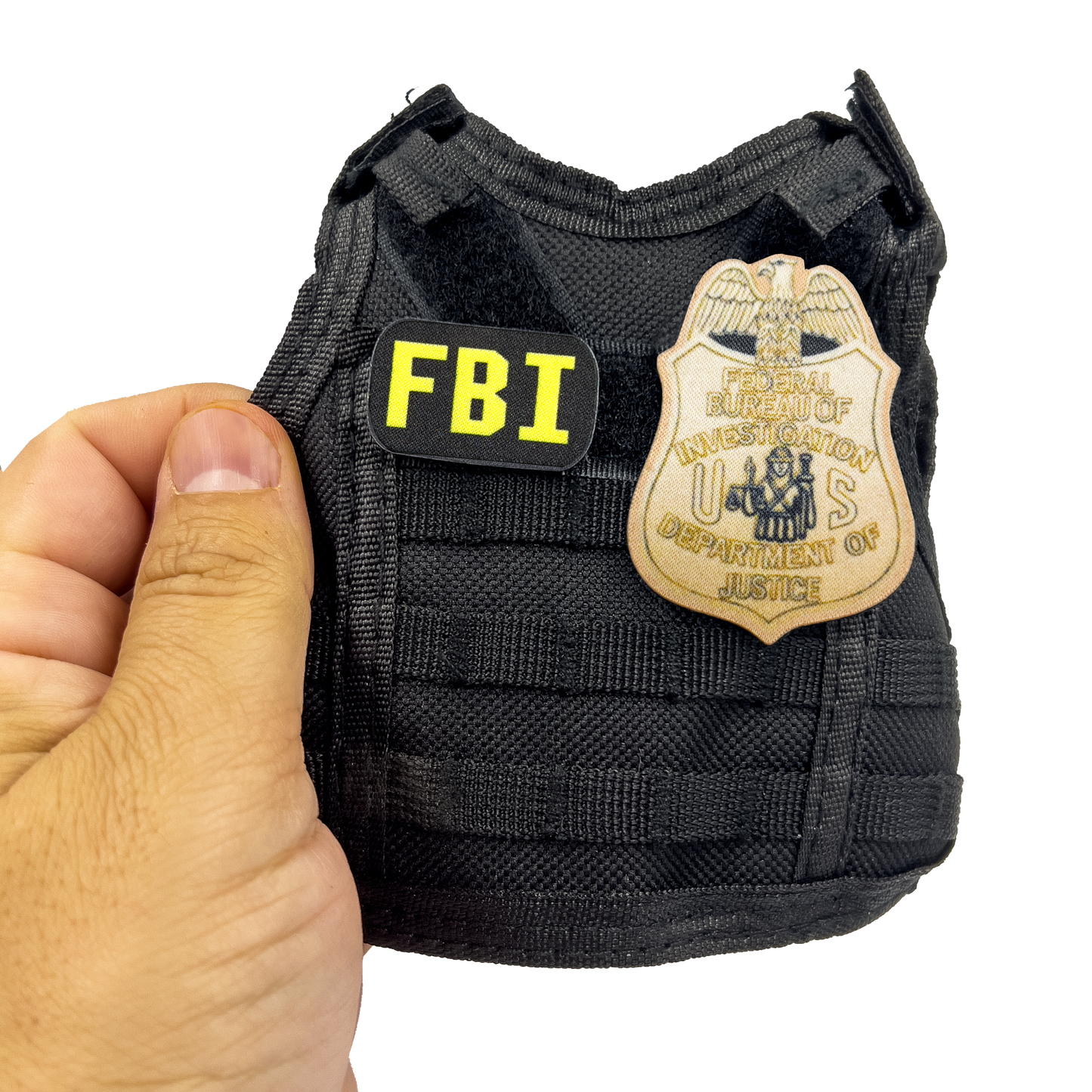BL1-014 FBI SPECIAL AGENT Tactical Beverage Bottle or Can Cooler Vest with removable patches perfect gift for Challenge Coin collectors