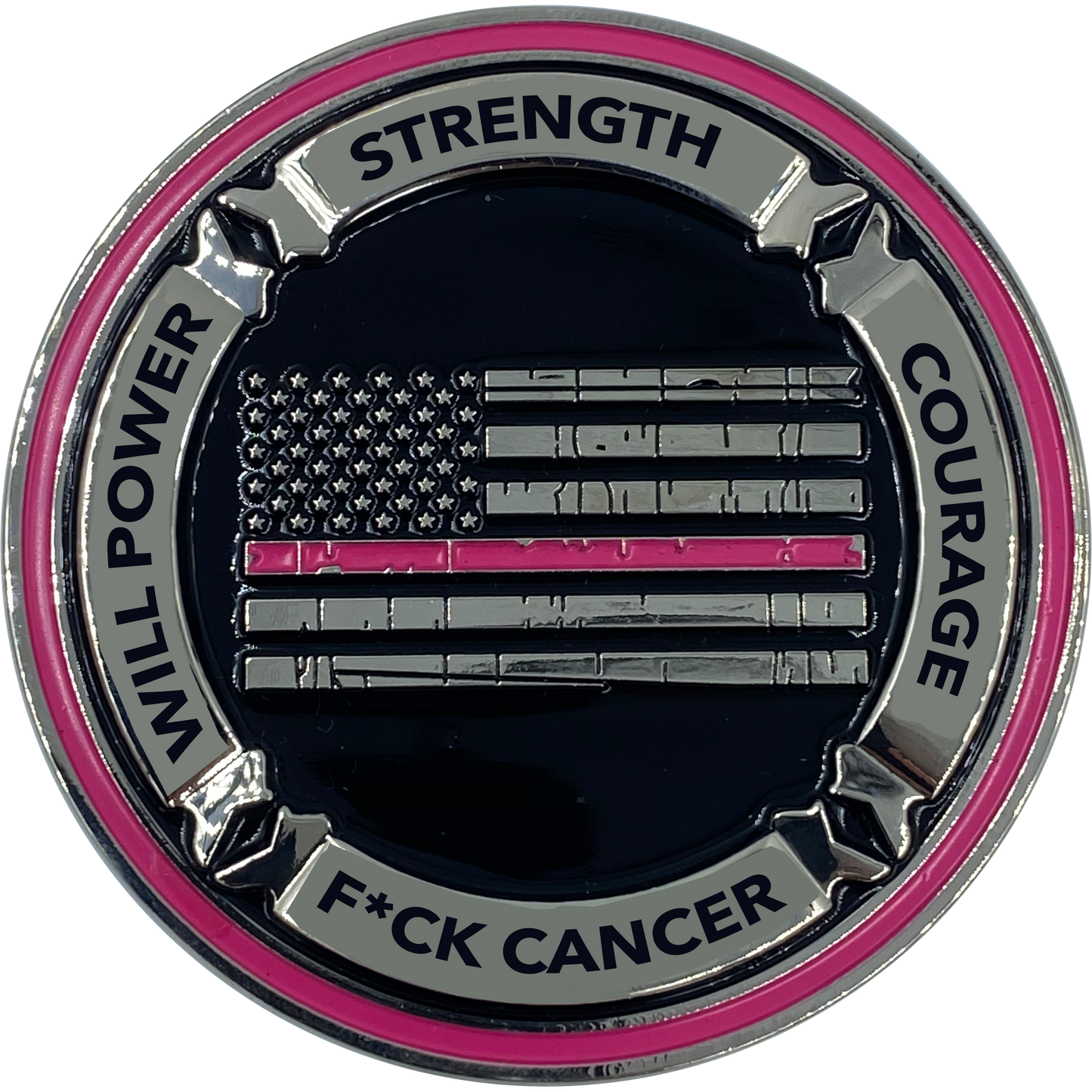 DL2-03 Thin Pink Line Core Values Challenge Coin Police Officer Breast Cancer Awareness