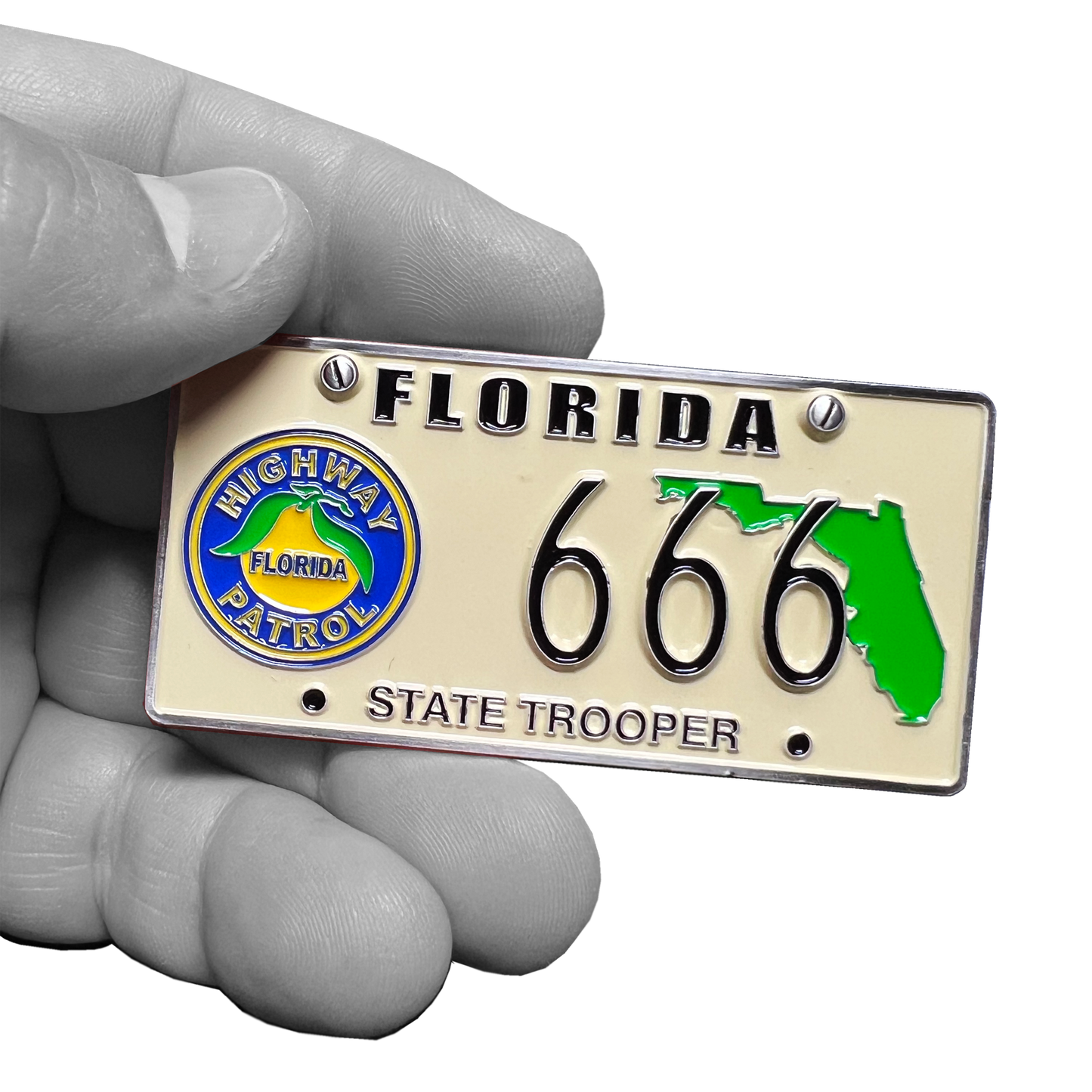 BL2-009B FHP Florida Highway Patrol State Police Zombie License Plate Challenge Coin