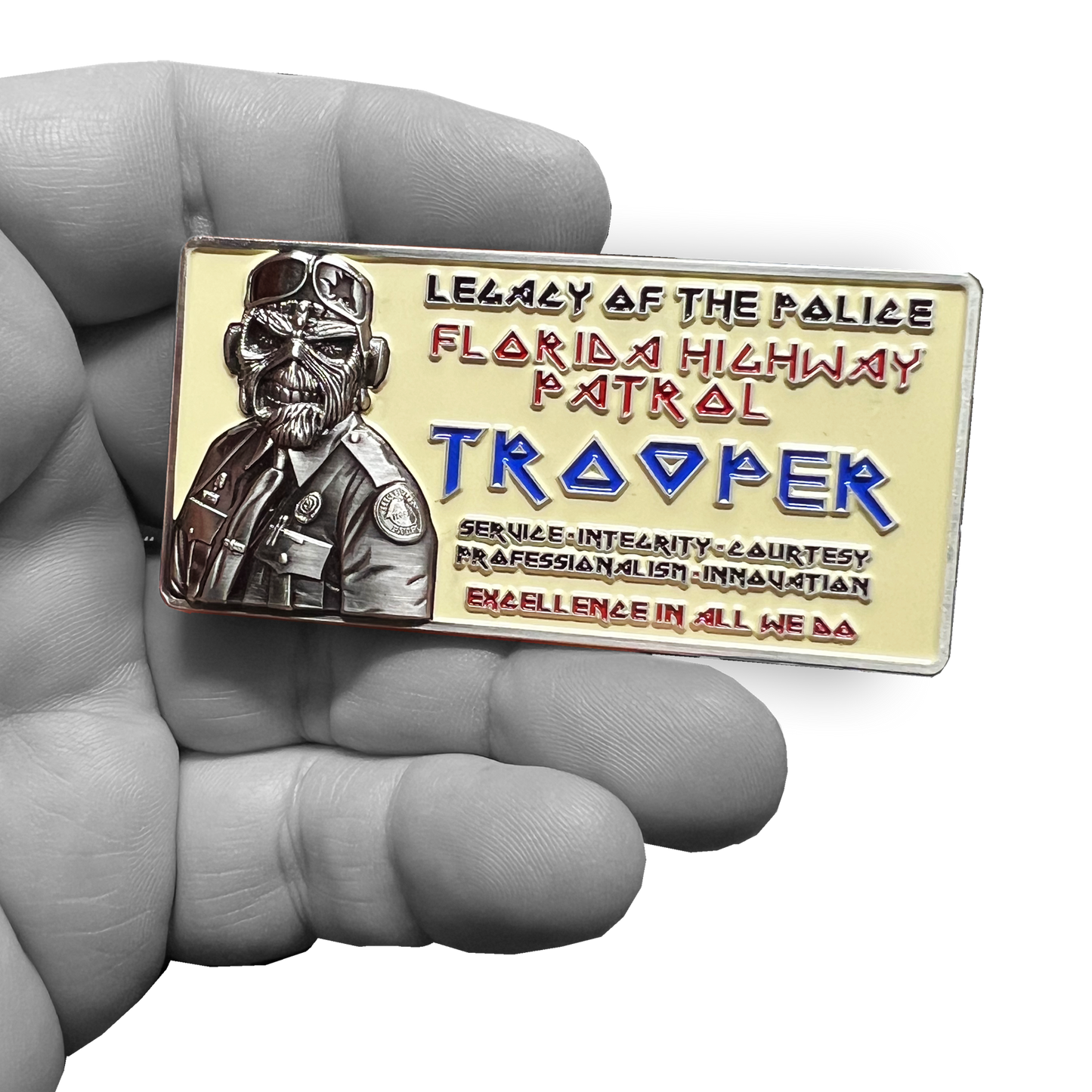 BL2-009B FHP Florida Highway Patrol State Police Zombie License Plate Challenge Coin