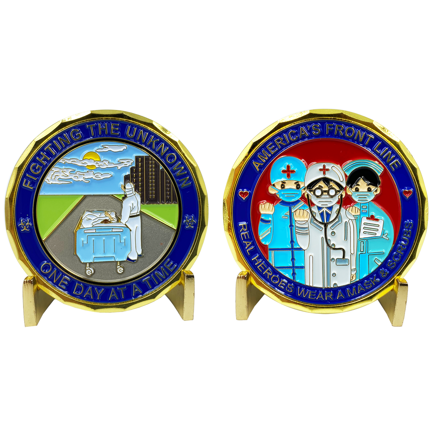 CL2-15 Fighting the Unknown on America's Front Line Essential Worker Nurse Doctor Medical Pandemic Response Challenge Coin