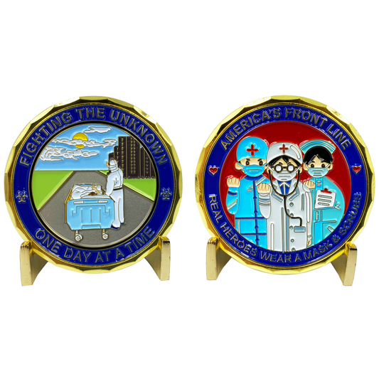 CL2-15 Fighting the Unknown on America's Front Line Essential Worker Nurse Doctor Medical Pandemic Response Challenge Coin