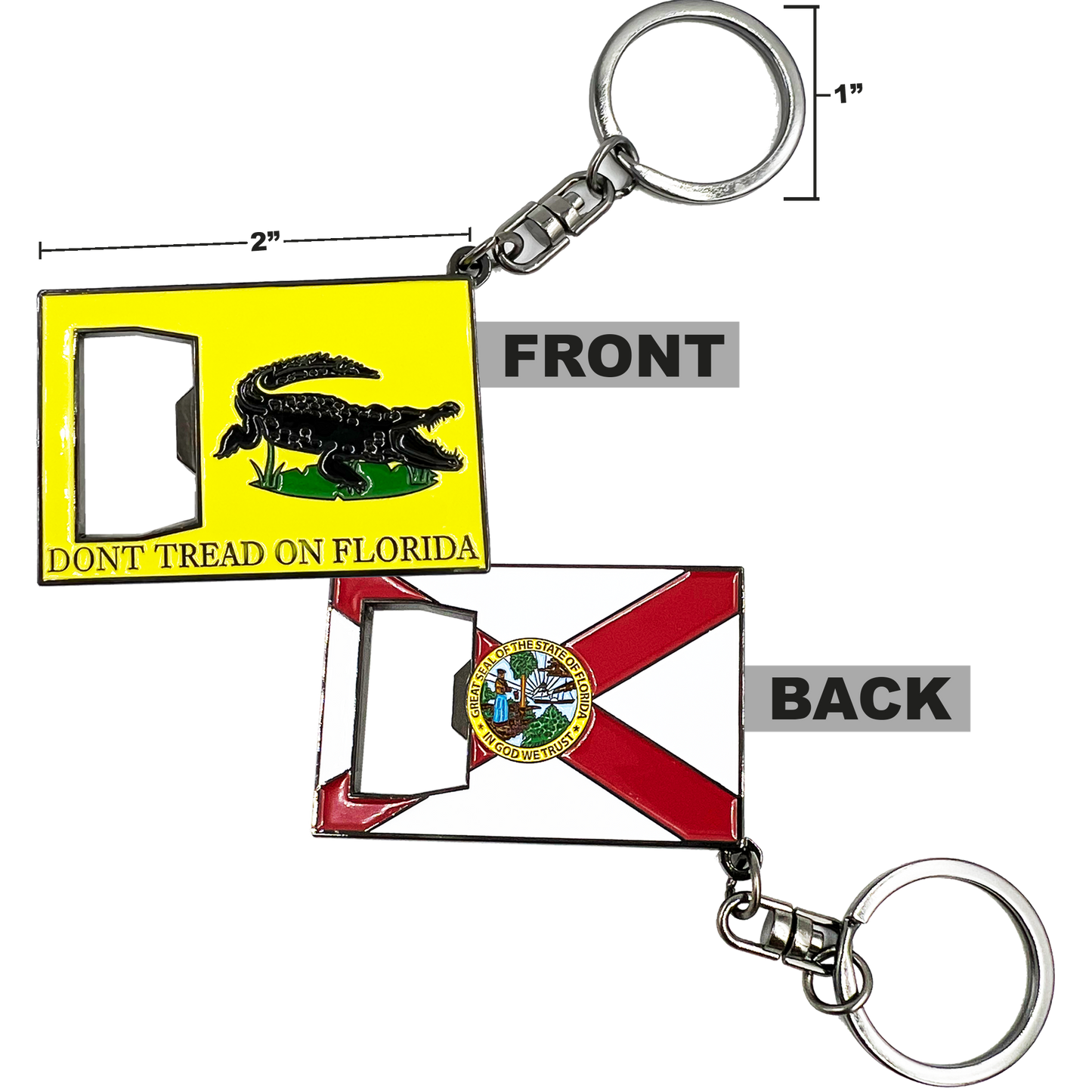 EL12-011 Don't Tread on Me Florida Flag Challenge Coin Bottle Opener Keychain Governor DeSantis Don't Tread on Florida