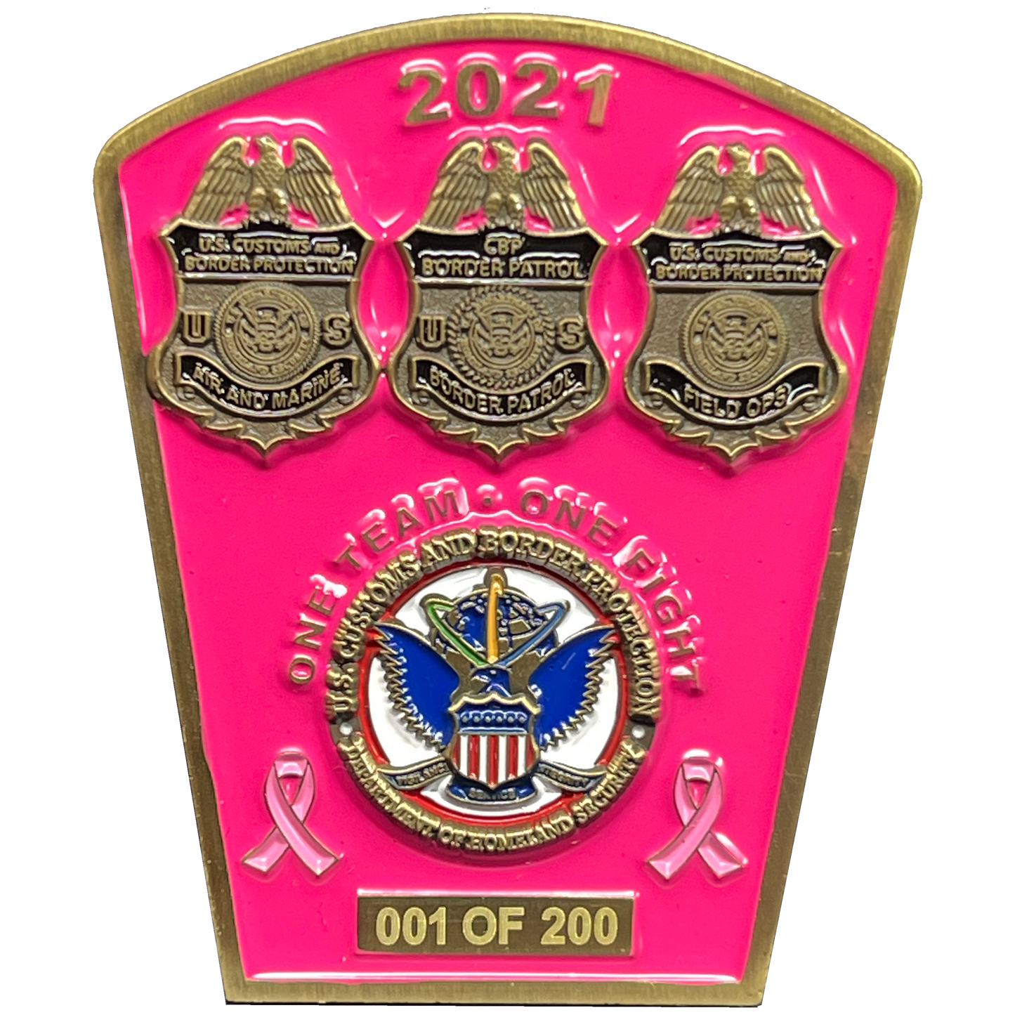 BL15-009 CBP Pink Border Patrol Field Operations Air and Marine Challenge Coin Breast Cancer Cancer Awareness