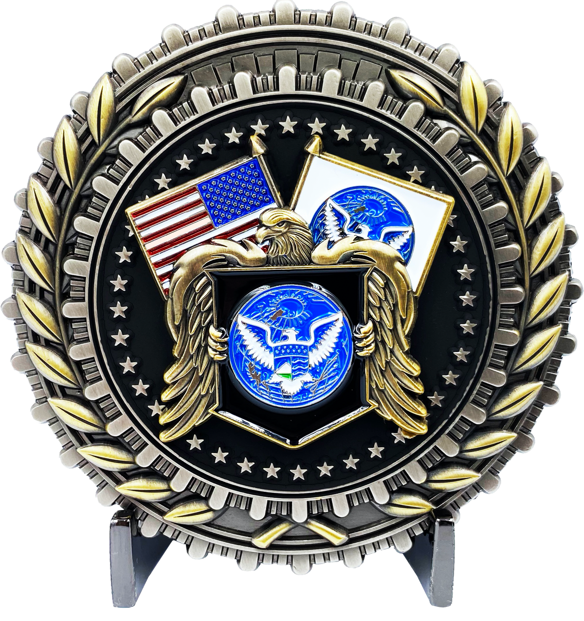 discontinued DL11-06 Large 2.75 inch Challenge Coin with 2 pins set Counter-Terrorism Homeland CBP HSI ICE FAM FPS USSS
