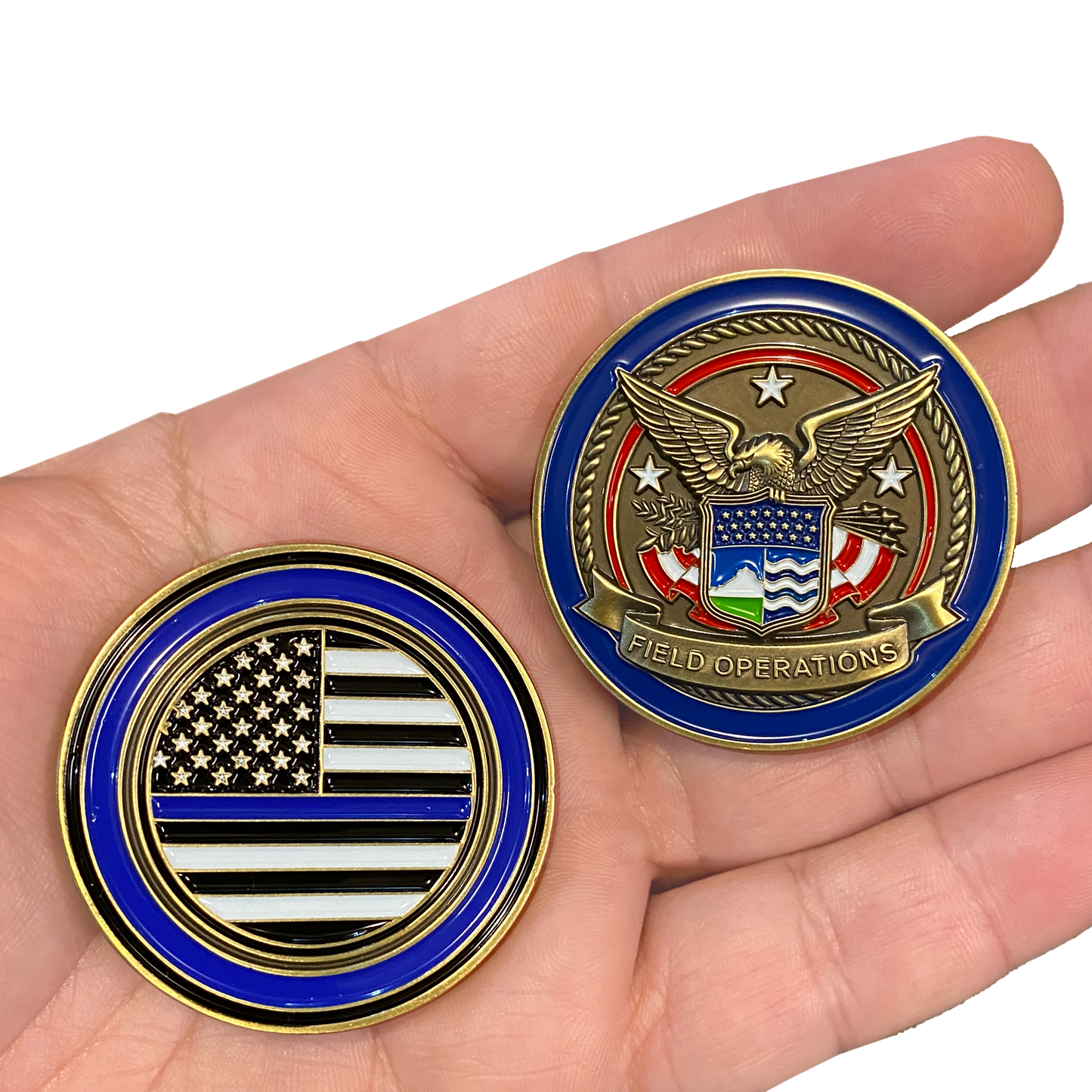 GG-001 CBP Field Operations Challenge Coin Field Ops Thin Blue Line Police Officer