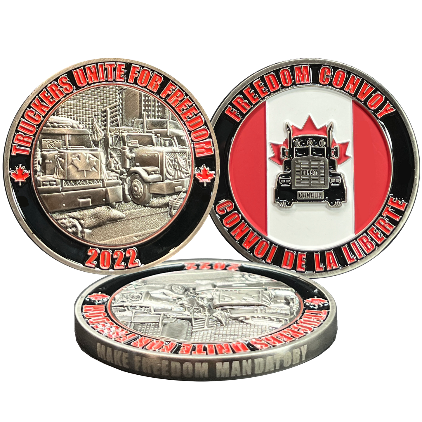 DL13-005 Truckers Unite for Freedom 2022 Freedom Convoy Canada Challenge Coin Canadian Truck Drivers