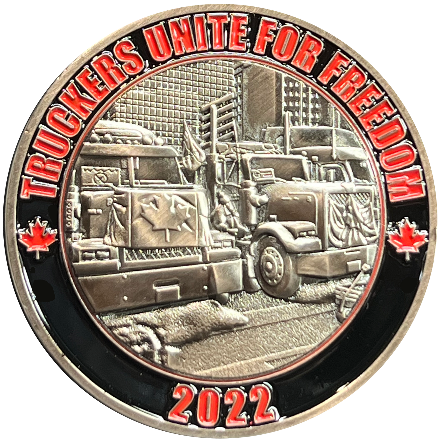 DL13-005 Truckers Unite for Freedom 2022 Freedom Convoy Canada Challenge Coin Canadian Truck Drivers