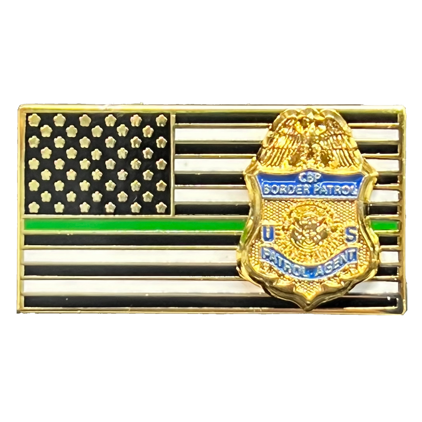 BFP-001 CBP Border Patrol Agent Thin Green Line Flag Pin Honor First BPA
